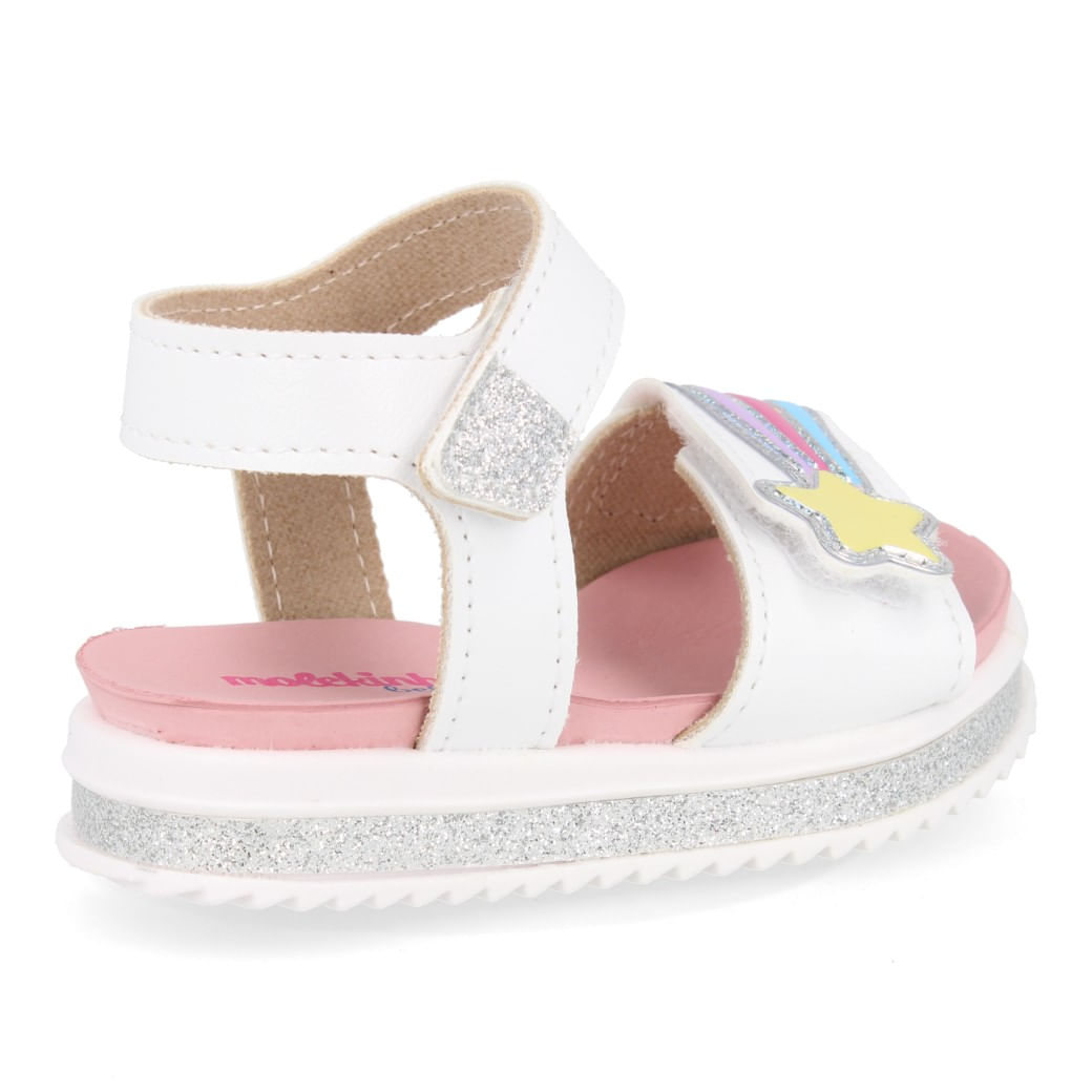 Molekinha Sandalia 2724-122-28656-17159 Branco-Prata Sint_3__